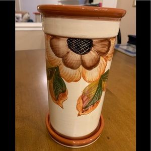 Wine Chiller Hand Painted Portugal w Coaster